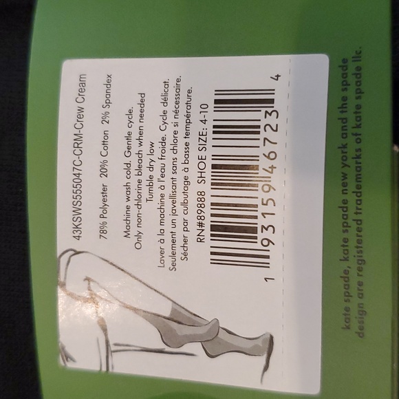 Kate Spade Crew Socks Set Of 3 NWT Size 4-10 - Picture 7 of 9
